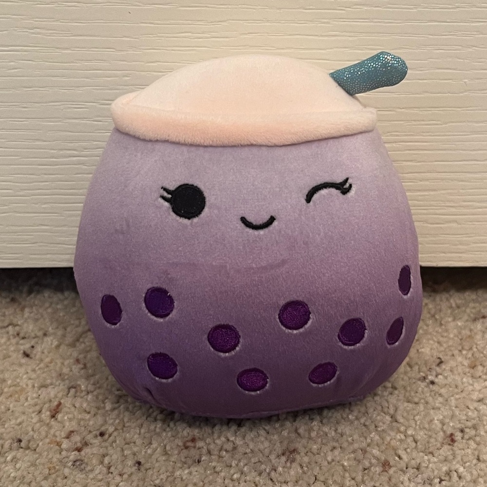 Squishmallows Plush Poplina Boba Bubble Tea Stuffed Toy Purple 5"